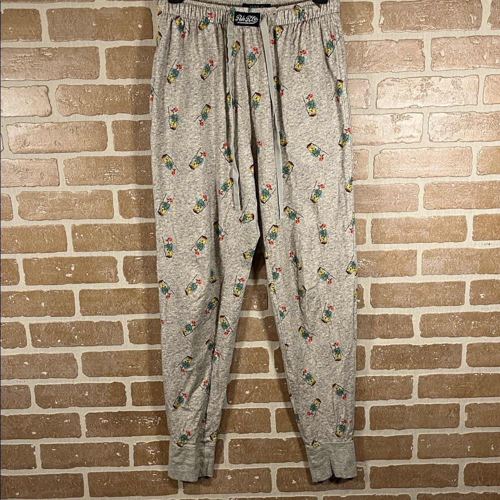 Polo Bear Ralph Lauren Men’s Jogger Sleep Lounge Pants Gray Small Fishing Bear